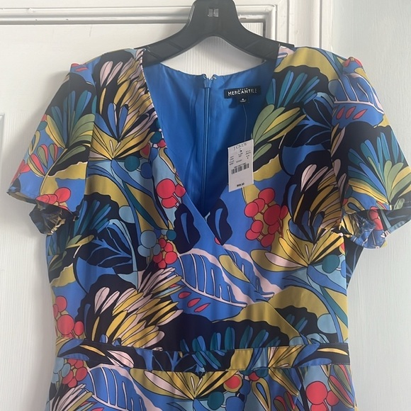 J.Crew Mercantile Floral Blue Faux Wrap Dress Short Sleeve Size 6 NWT - Picture 7 of 12